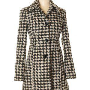 Ann Taylor Houndstooth Wool Coat Jacket Petite Medium PM